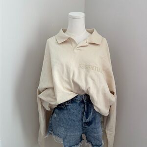 🤍 Fear of God ESSENTIALS Polo Sweatshirt | Size XL | Cream | NWOT